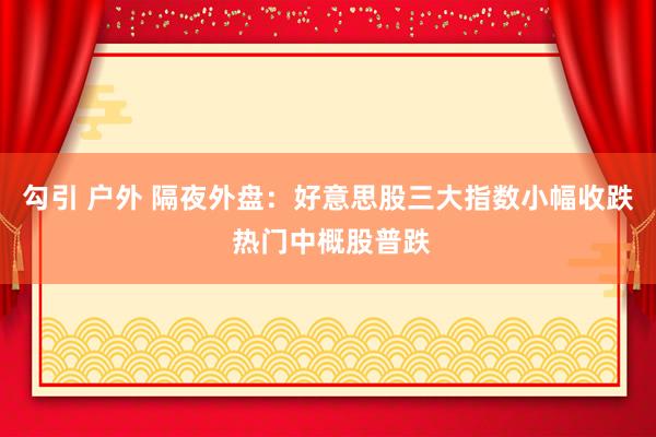 勾引 户外 隔夜外盘：好意思股三大指数小幅收跌 热门中概股普跌