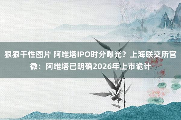 狠狠干性图片 阿维塔IPO时分曝光？上海联交所官微：阿维塔已明确2026年上市诡计