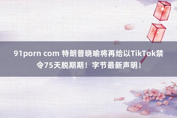 91porn com 特朗普晓喻将再给以TikTok禁令75天脱期期！字节最新声明！
